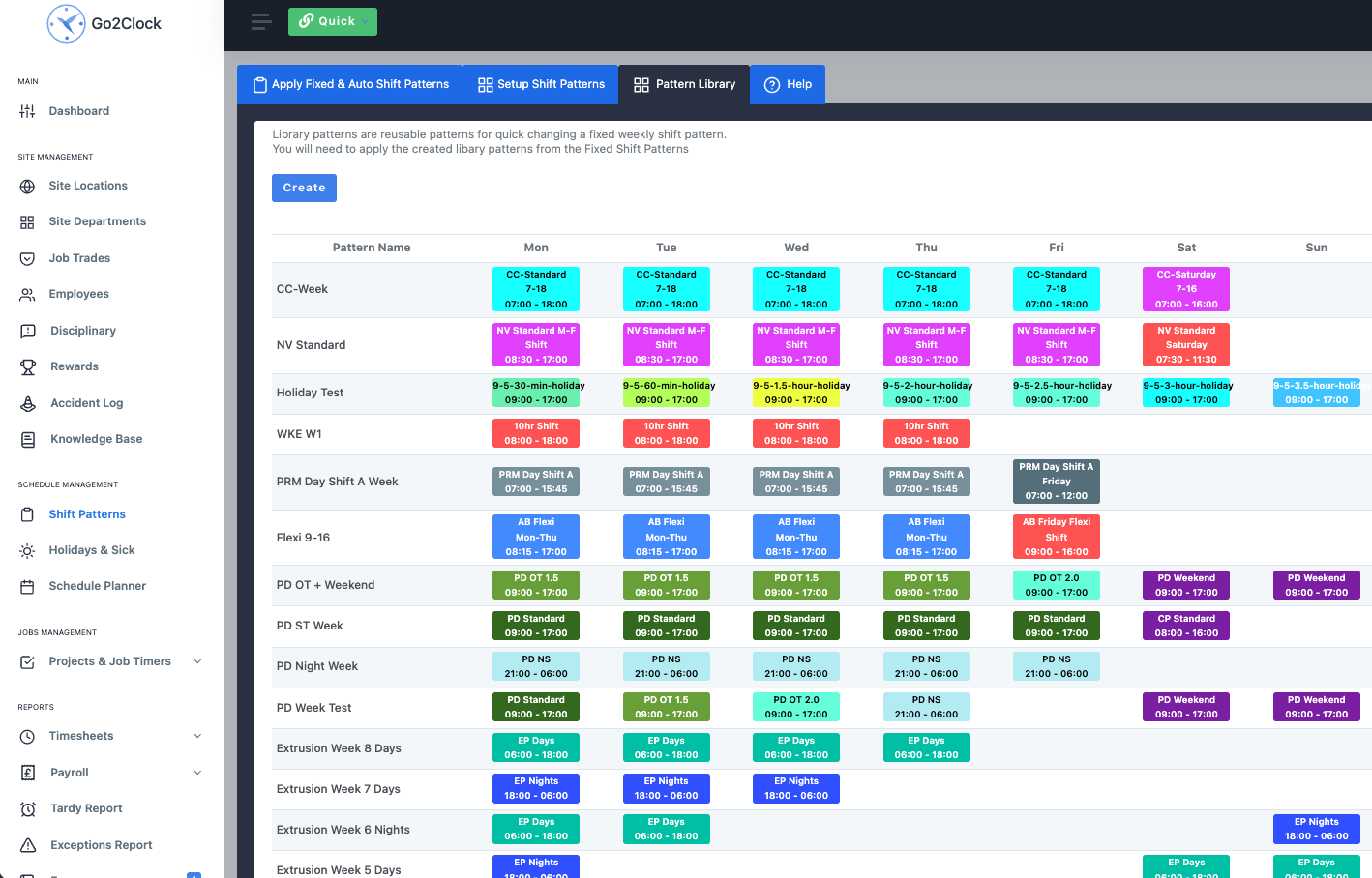 Go2Clock Unlimited Shift Patterns