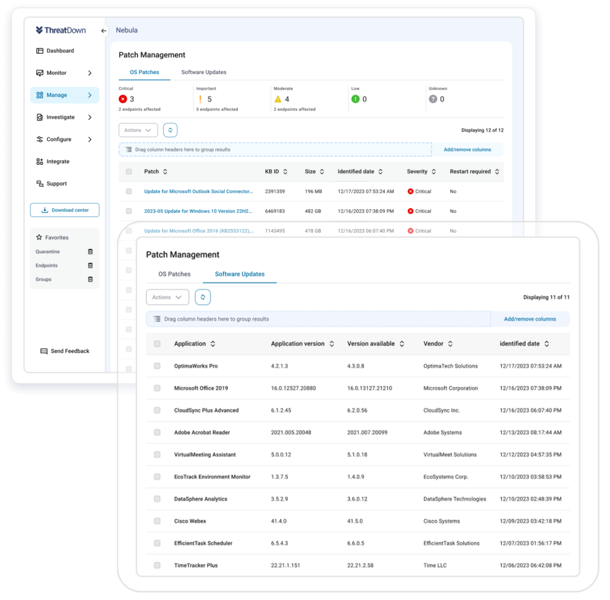 ThreatDown Patch Management Dashboard