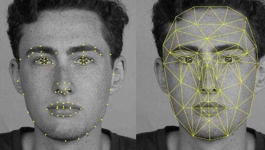 Photo showing data points for creation of facial recognition template