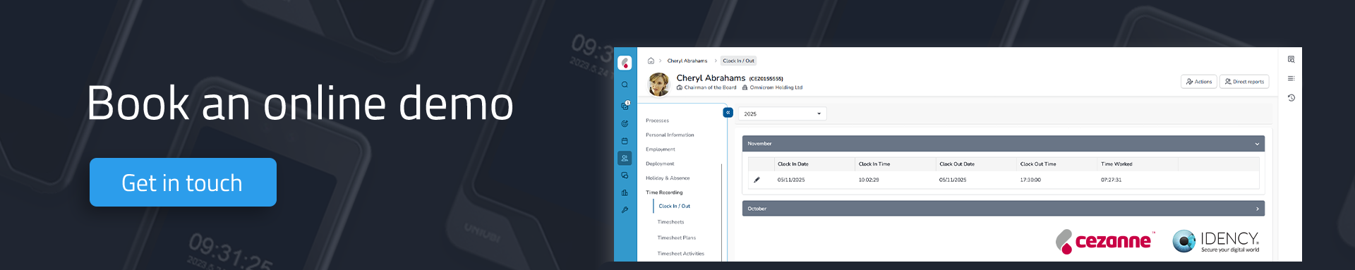 book a Cezanne Idency demo - get in touch